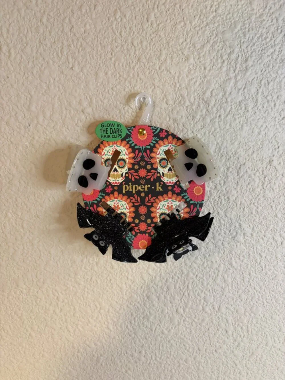 Piper K Glow in the Dark Halloween Hair Clips Ghost Bat Set of 4 NWT
